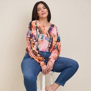 Torrid Chiffon Clip Dot Blouse